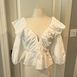 NWT Anthropologie ASTR white cotton peplum top
